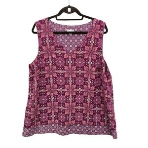 J. Jill Burgundy Pink Print Tank Top